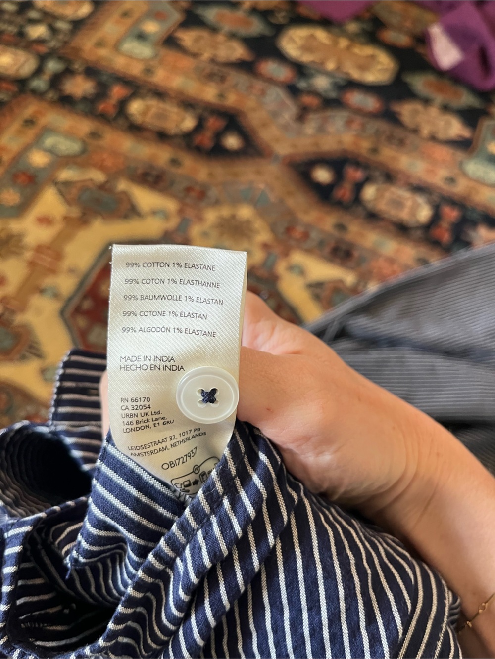 Maeve Anthropologie Navy pinstripe button down Sleeveless Wide-Leg Jumpsuit 4 - Picture 10 of 10